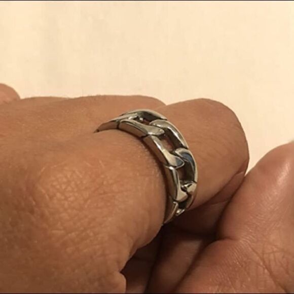 Unisex stainless steel Cuban chain link ring - Picture 7 of 9